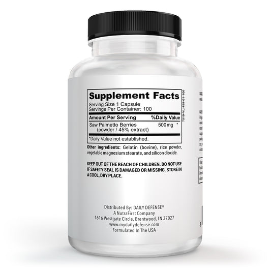 Saw Palmetto Prostate Health Supplement - Hair Growth for Men & Women - Support to Help Maintain Normal Urination Frequency & Natural DHT Blocker to Help Prevent Hair Loss 500Mgs - (100 Capsules)