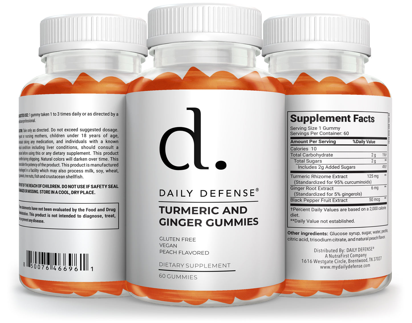 Turmeric & Ginger Gummies – 60 Vegan Gummies, Immune Support & Joint Health