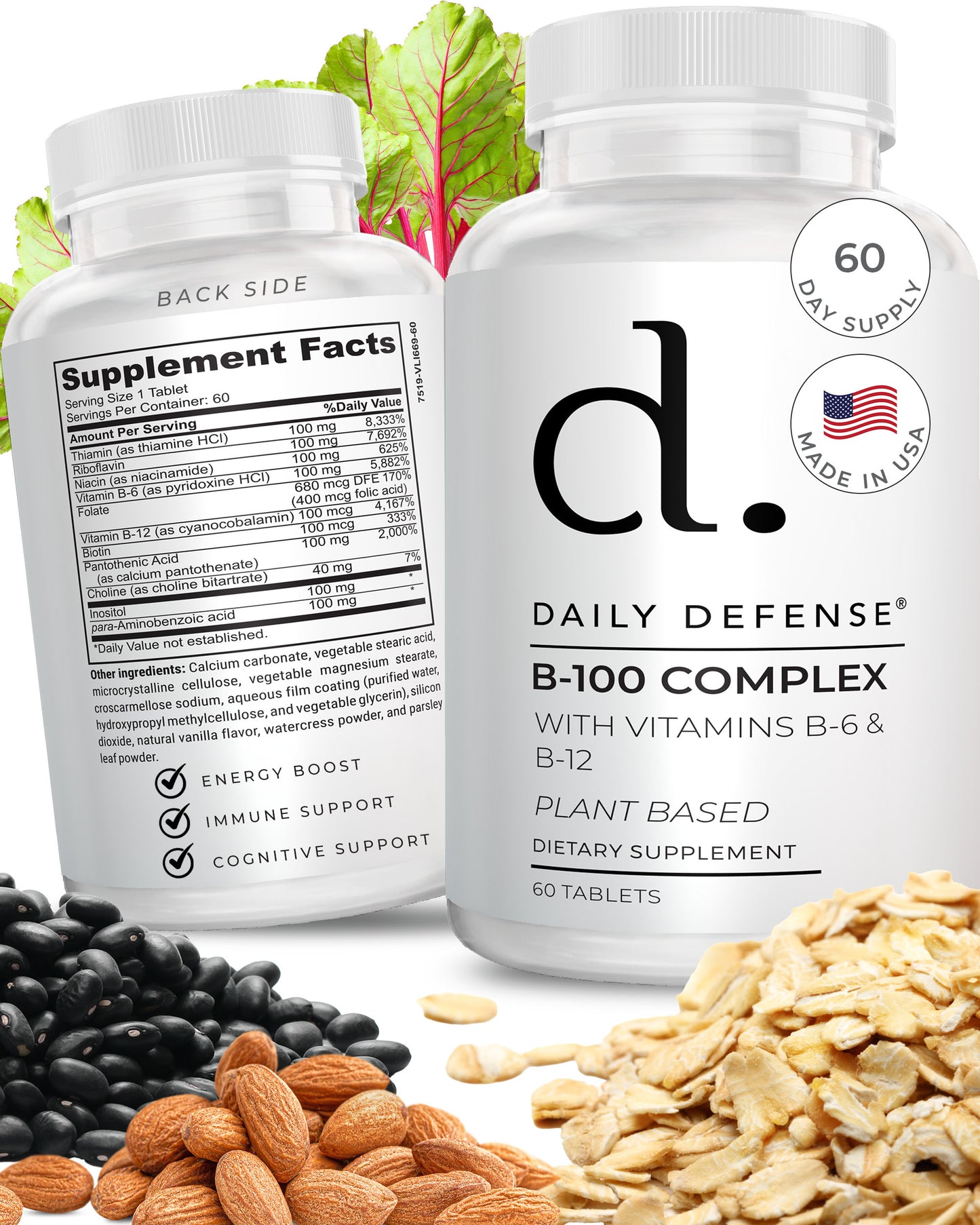 B-100 COMPLEX With Vitamins B-6 And B-12 Plant-Based