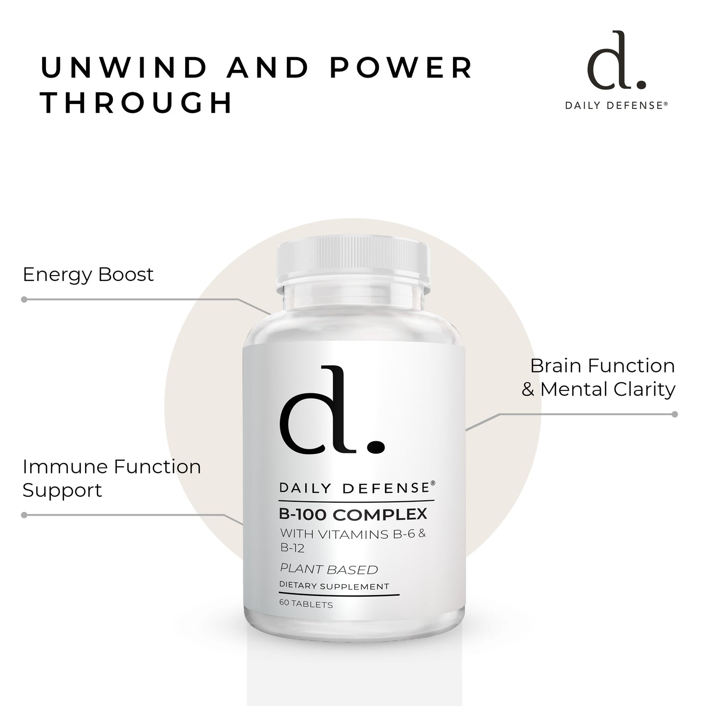 B-100 COMPLEX With Vitamins B-6 And B-12 Plant-Based