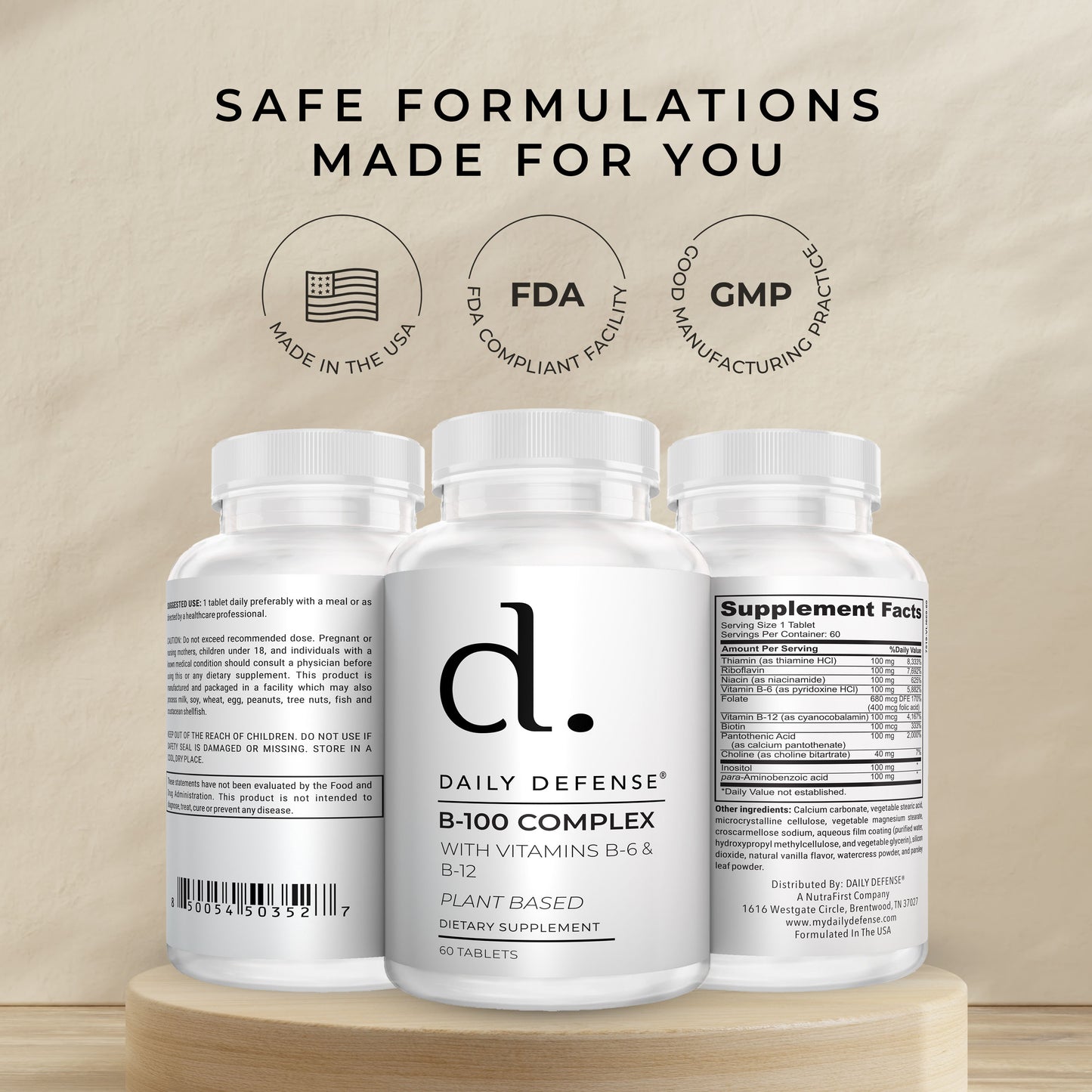 B-100 COMPLEX With Vitamins B-6 And B-12 Plant-Based