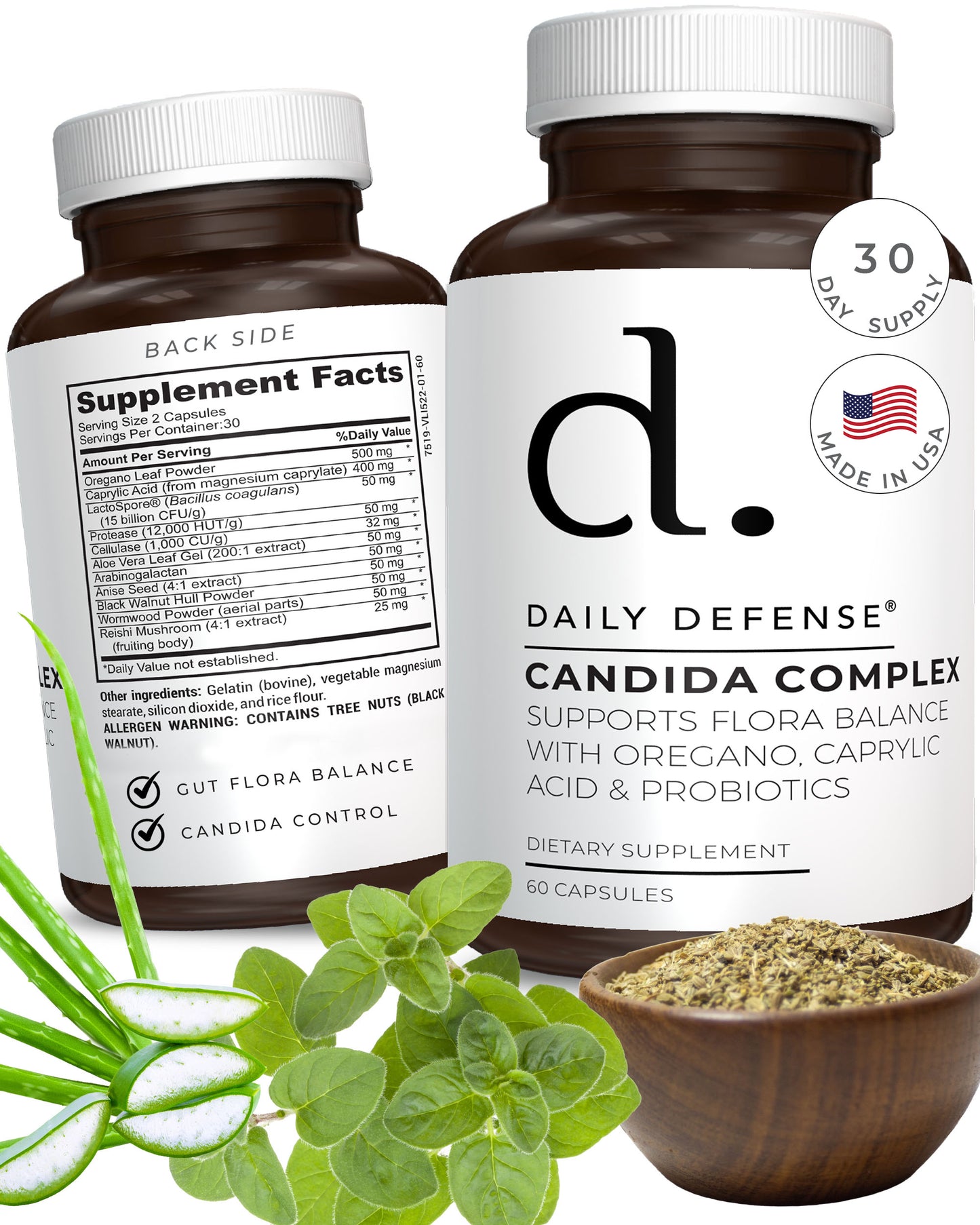 CANDIDA COMPLEX Supports Flora Balance With Oregano, Caprylic Acid & Probiotics