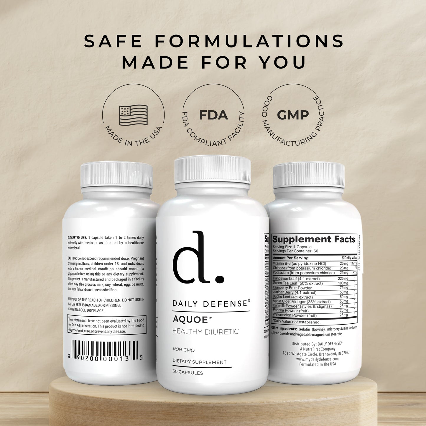 AQUOE™ Diuretic Pills Water Away Debloat and Water Flush Herbal Diuretic  Non-GMO