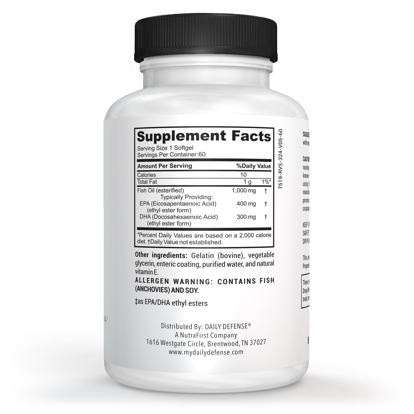 OMEGA-3 Enteric Coated Triple Strength Esterified Fish Oil Concentrate With EPA/DHA