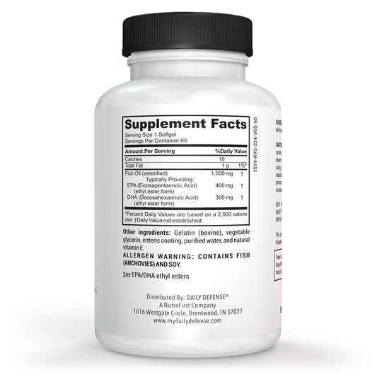 OMEGA-3 Enteric Coated Triple Strength Esterified Fish Oil Concentrate With EPA/DHA