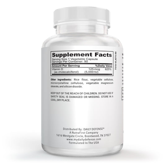 Vitamin D3 5000 IU for Heart Health, Daily Immune Support, Mental Clarity, & Muscle Function - 90 Vitamin D Supplements