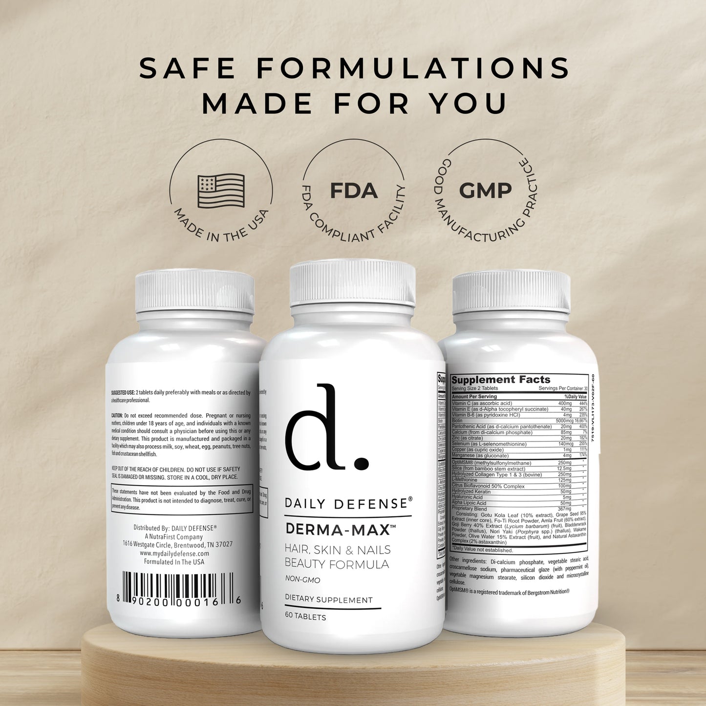 DERMA-MAX™ Hair, Skin And Nails Beauty Formula Non-GMO