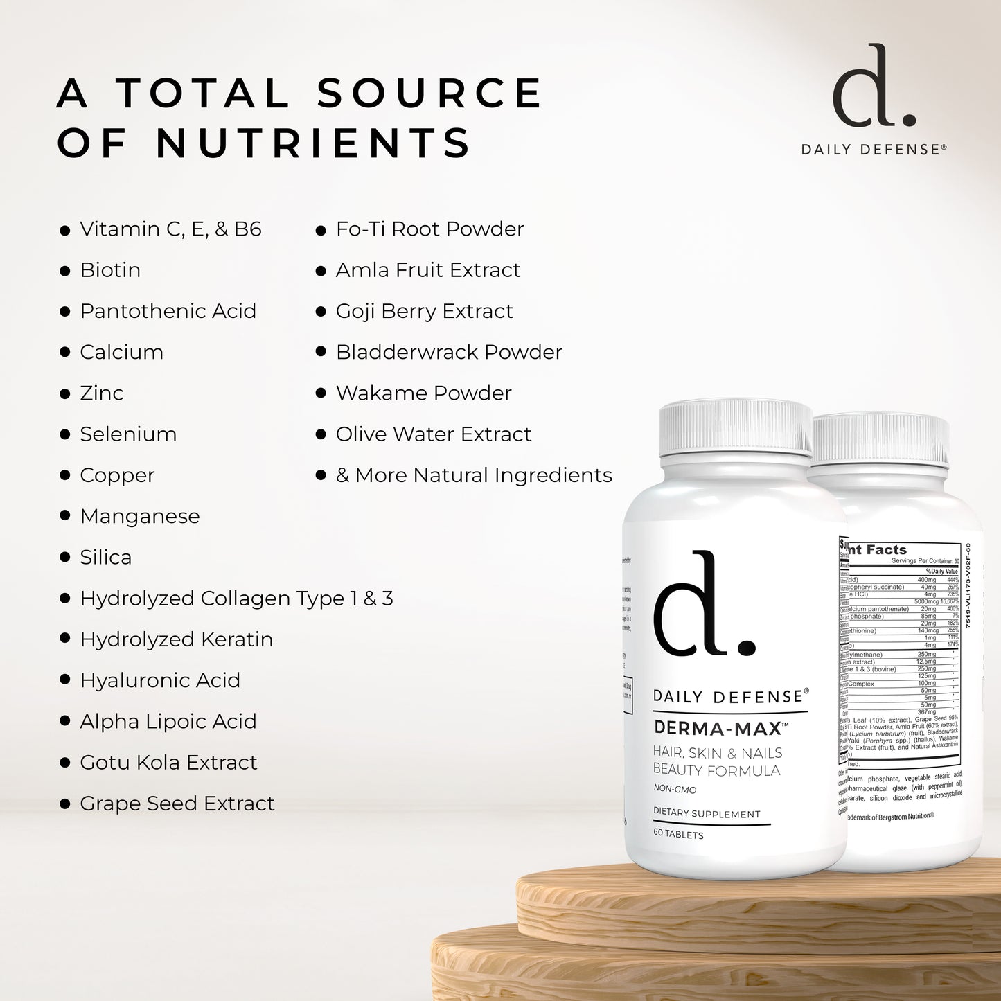 DERMA-MAX™ Hair, Skin And Nails Beauty Formula Non-GMO