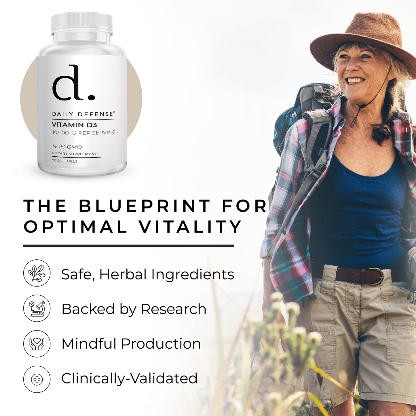 Daily Defense Immune Defense Supplements Vitamin D3 10,000 IU for Heart Health, Daily Immune Support, Mental Clarity, & Muscle Function - 90 Vitamin D Softgels