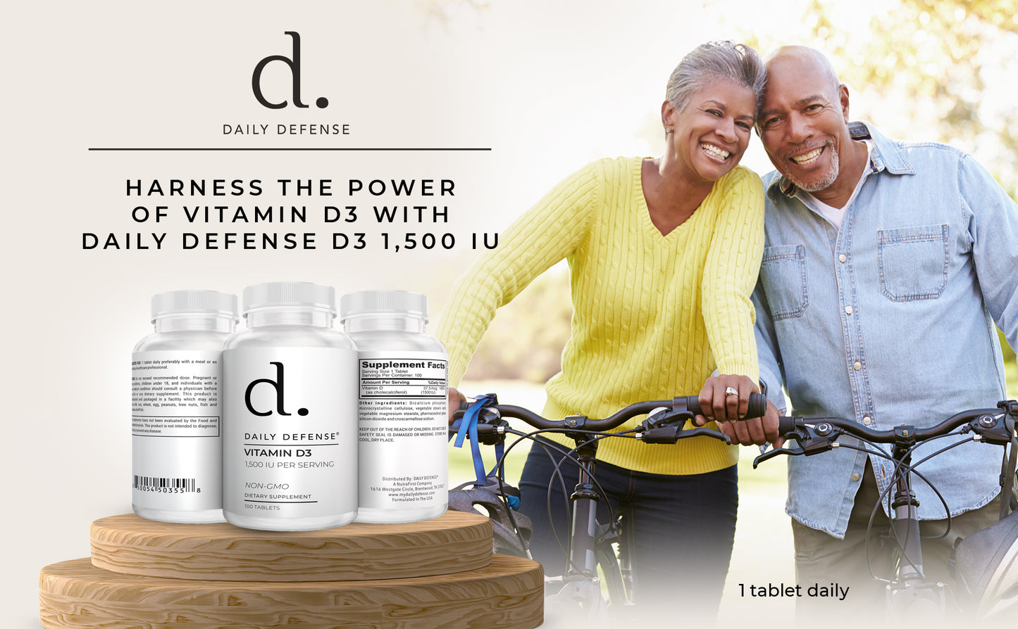 Vitamin D3 1500 IU for Heart Health, Daily Immune Support, Mental Clarity, & Muscle Function - 100 Vitamin D Tablets (D3 1500 IU)