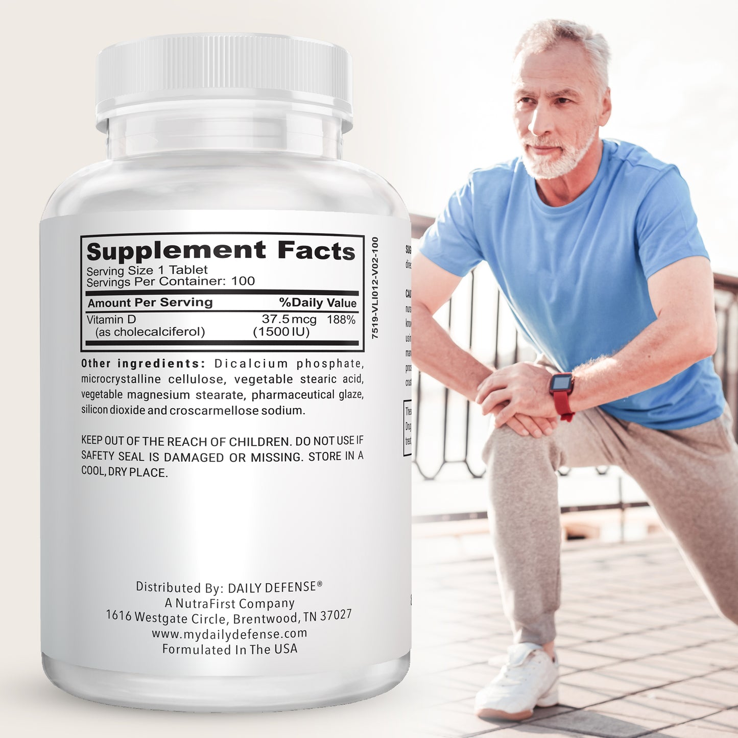 Vitamin D3 1500 IU for Heart Health, Daily Immune Support, Mental Clarity, & Muscle Function - 100 Vitamin D Tablets (D3 1500 IU)