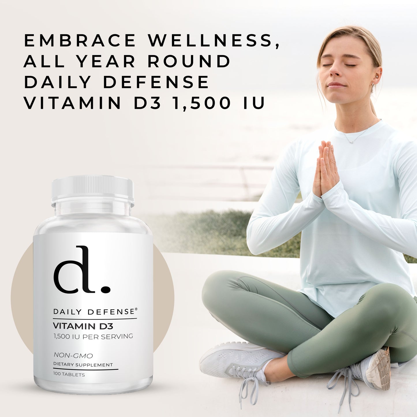 Vitamin D3 1500 IU for Heart Health, Daily Immune Support, Mental Clarity, & Muscle Function - 100 Vitamin D Tablets (D3 1500 IU)