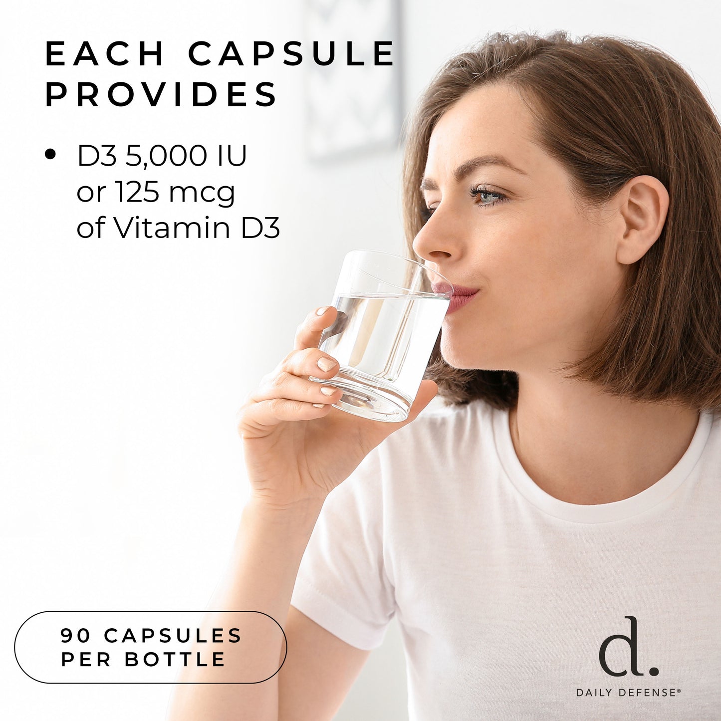 Vitamin D3 5000 IU for Heart Health, Daily Immune Support, Mental Clarity, & Muscle Function - 90 Vitamin D Supplements