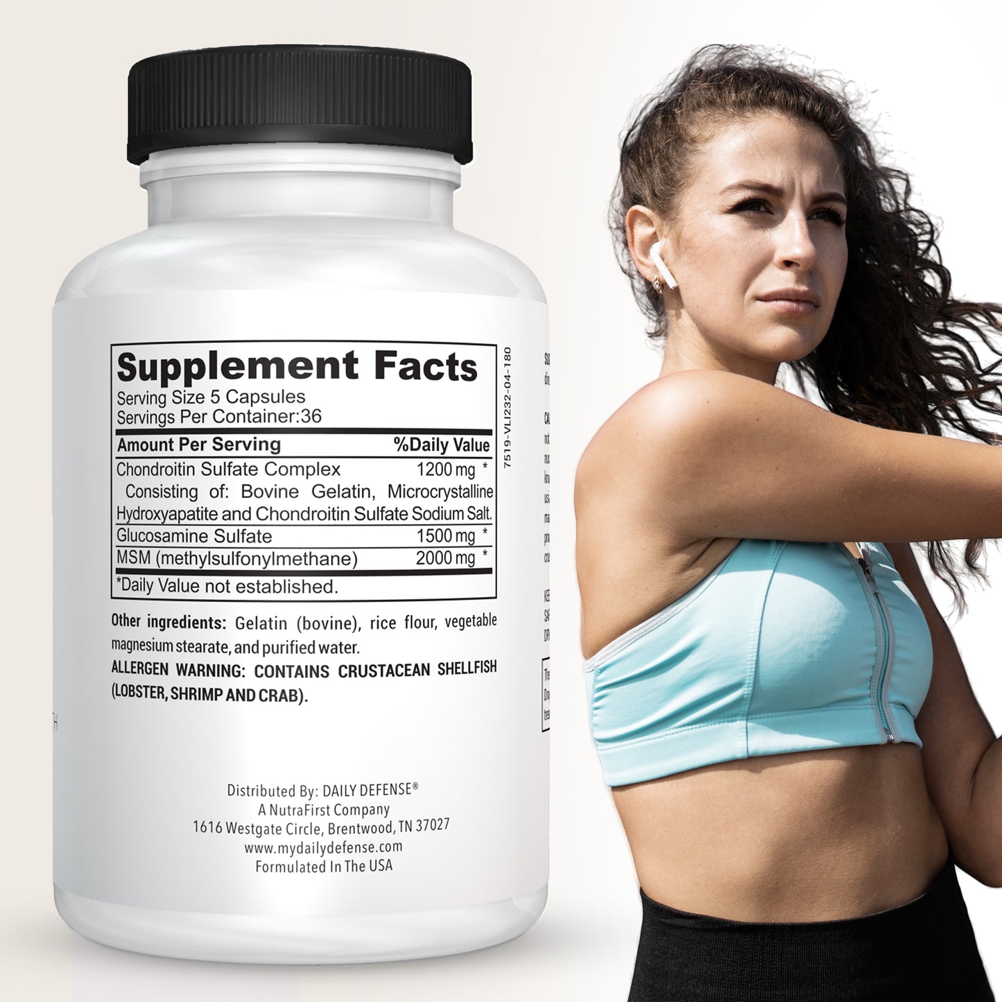 Triple Strength Glucosamine, Chondroitin & MSM | 180 Capsules | Daily Defense