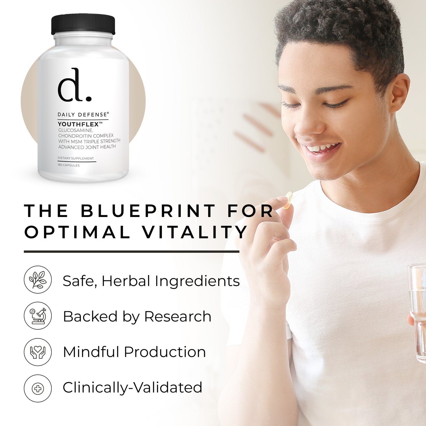 Triple Strength Glucosamine, Chondroitin & MSM | 180 Capsules | Daily Defense