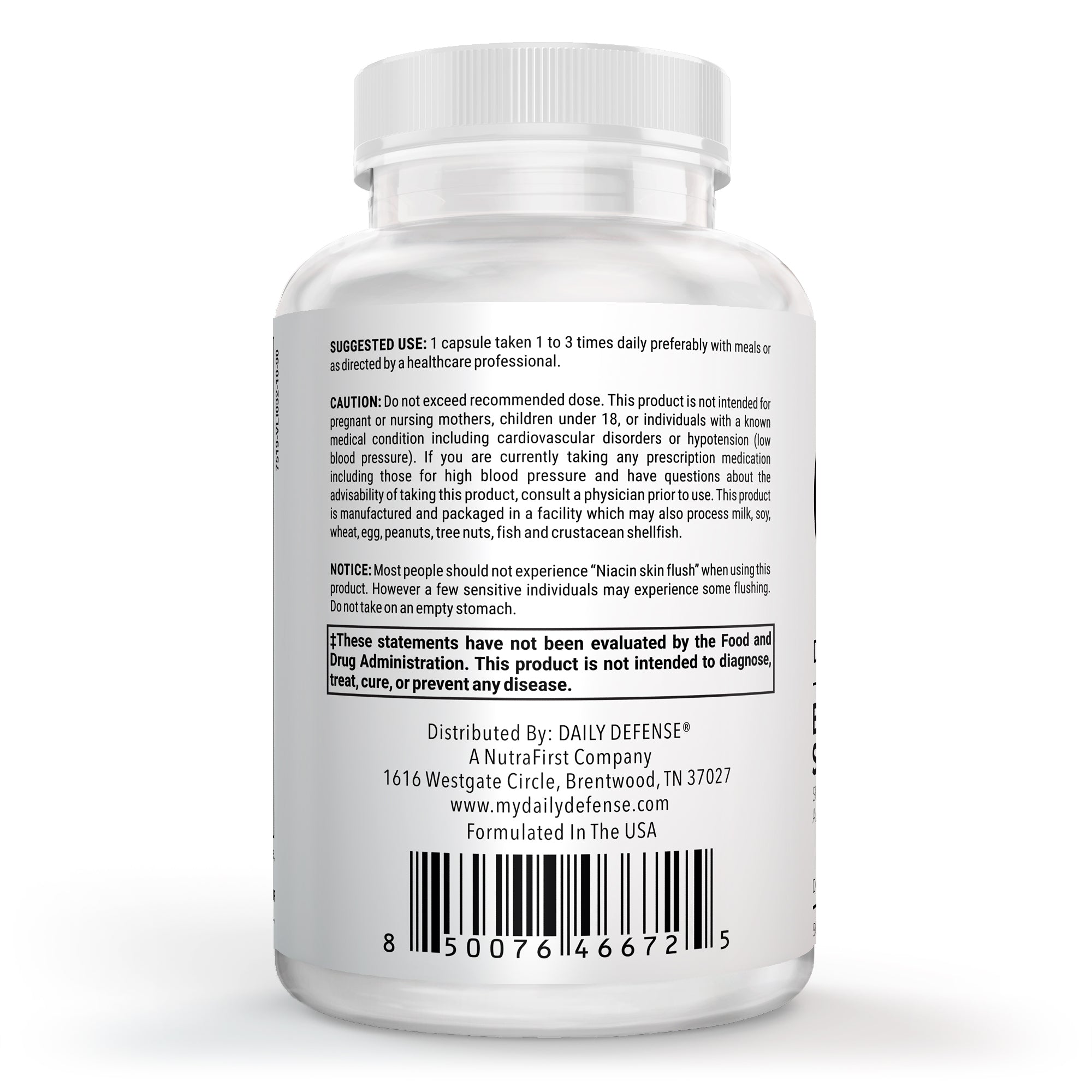 Blood Pressure Support Supplement | Healthy Cardiovascular Formula | 60 Capsules | Daily Defense - Daily Defense