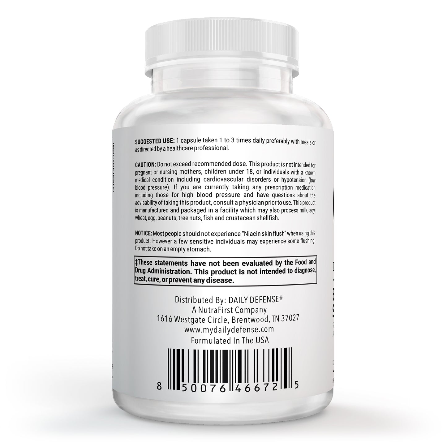 Blood Pressure Support Supplement - Healthy Cardiovascular Formula, 60 Capsules | Daily Defense