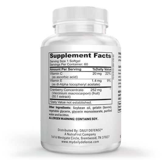 Cranberry Concentrate Extract Pills + Vitamin C 60 SOFTGELS Supplement for Women and Men Triple Strength Ultimate Potency Formula