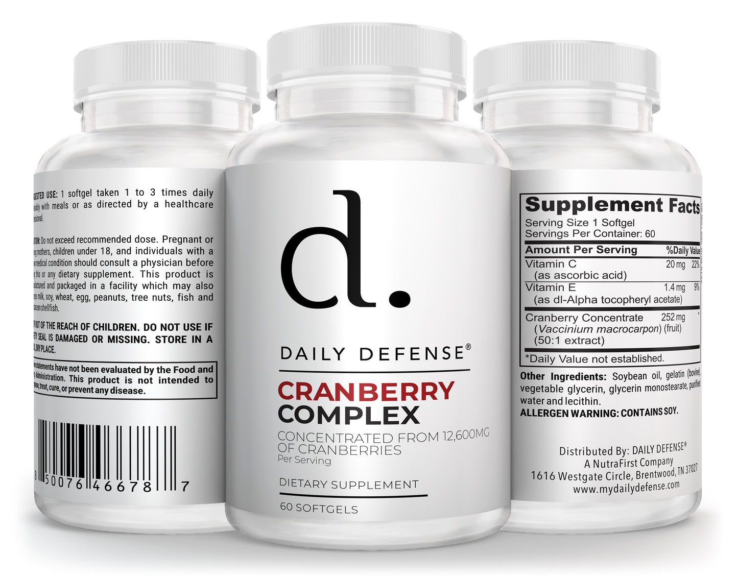 Cranberry Concentrate Extract Pills + Vitamin C 60 SOFTGELS Supplement for Women and Men Triple Strength Ultimate Potency Formula