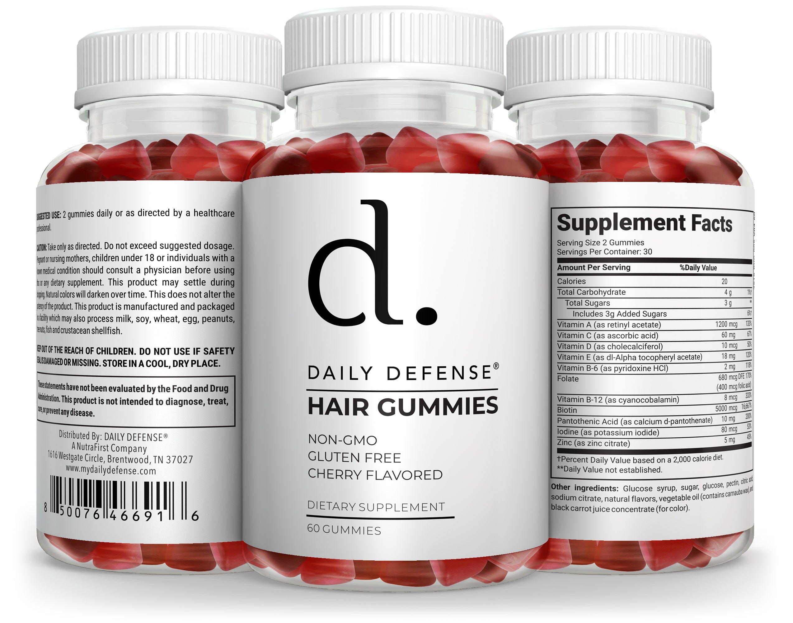 Hair Growth Gummies with Biotin & Folic Acid for Stronger Hair Growth - Daily Defense