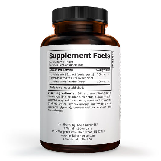 St. John’s Wort 500 mg Tablets – Herbal supplement designed to support a positive mood and emotional well-being, 100 Tablets
